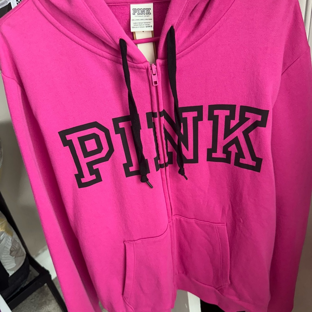 PINK Victoria's Secret Fuchsia Hoodie with Black Details